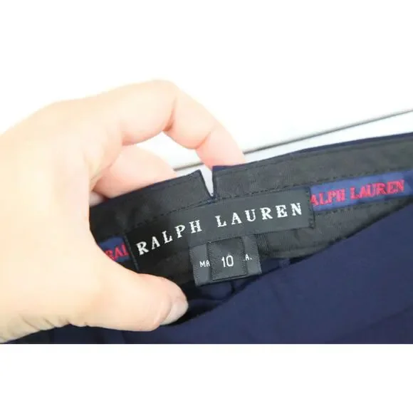 Ralph Lauren Black Label Vintage Navy Blue Dress Pants Size 10 Vintage 90s Wool - Picture 5 of 10